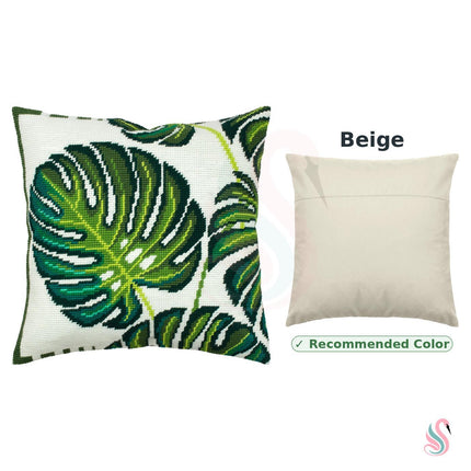 Needlepoint Pillow Kit "Monstera Leaves"