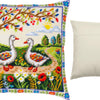 Needlepoint Pillow Kit "Geese Among the Flowers"