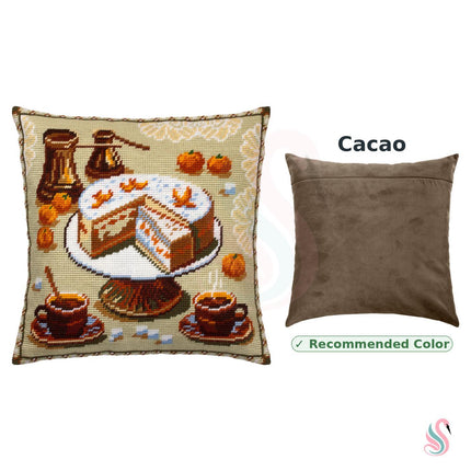 Needlepoint Pillow Kit "Coffee and a Tangerine Cake"