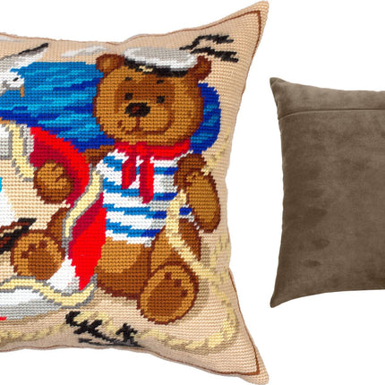 Needlepoint Pillow Kit "Bear the Sailor"
