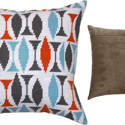Needlepoint Pillow Kit "Turquoise on White"