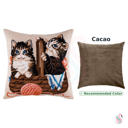Needlepoint Pillow Kit "Kittens in a Basket"