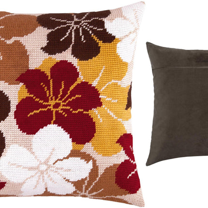 Needlepoint Pillow Kit "Periwinkles (Catharanthus)"