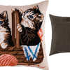 Needlepoint Pillow Kit "Kittens in a Basket"