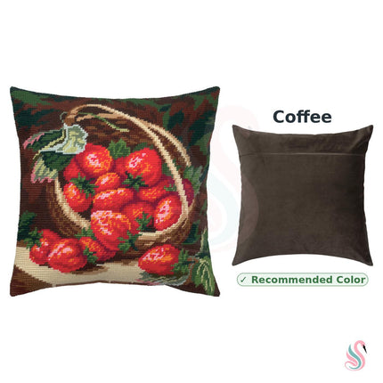 Needlepoint Pillow Kit "Strawberries in a Wicker Basket"