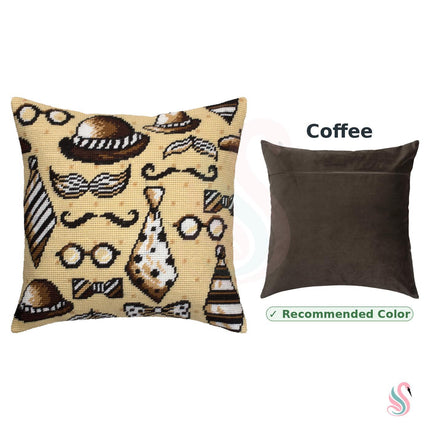 Needlepoint Pillow Kit "Ties and Mustaches"