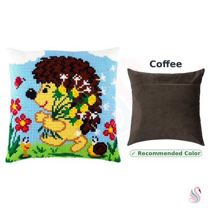 Cross Stitch Pillow Kit "Hedgehog with Dandelions"