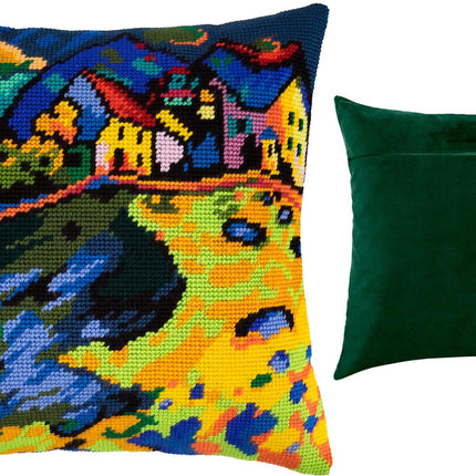Needlepoint Pillow Kit "Houses on a Hill"