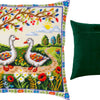 Needlepoint Pillow Kit "Geese Among the Flowers"