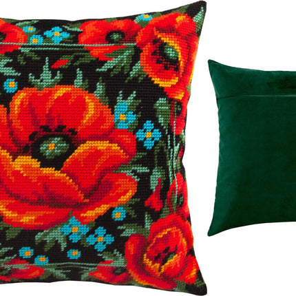 Needlepoint Pillow Kit "Meadow of Poppies"