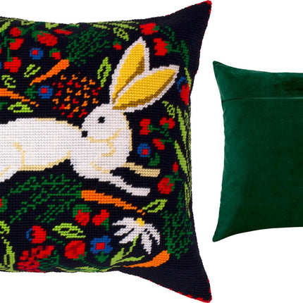 Needlepoint Pillow Kit "Hare on Black"