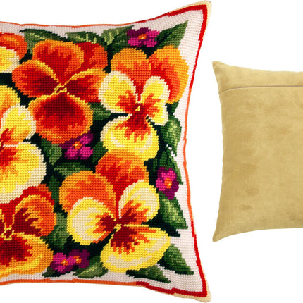 Needlepoint Pillow Kit "Pansies"