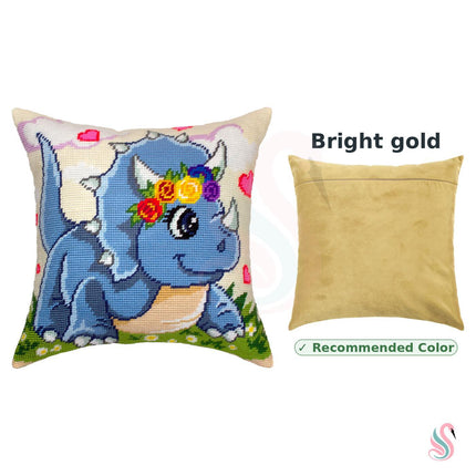 Needlepoint Pillow Kit "Little Triceratops"
