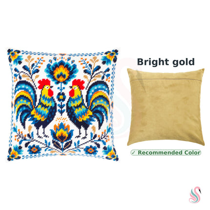 Needlepoint Pillow Kit "Colorful Roosters"