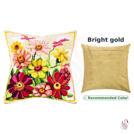 Needlepoint Pillow Kit "Zinnias"
