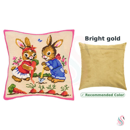 Needlepoint Pillow Kit "Rabbits the Farmers"