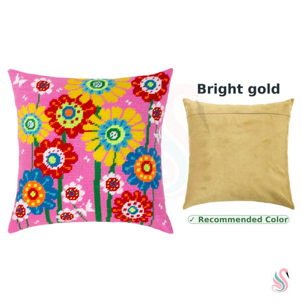 Needlepoint Pillow Kit "Multicolored daisies"