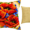 Needlepoint Pillow Kit "Poppies and Forget-Me-Nots"