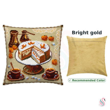 Needlepoint Pillow Kit "Coffee and a Tangerine Cake"