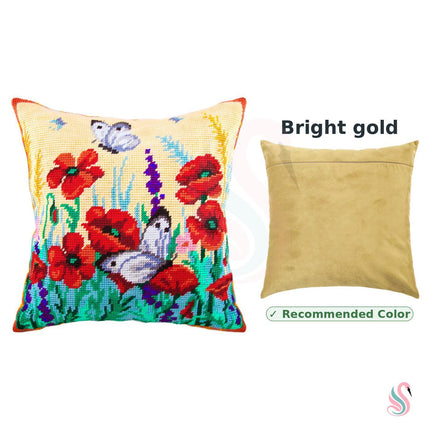 Needlepoint Pillow Kit "Large Whites on Poppies"