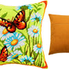 Needlepoint Pillow Kit "Small Tortoiseshells on Daisies"