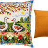 Needlepoint Pillow Kit "Geese Among the Flowers"