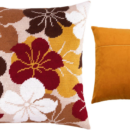 Needlepoint Pillow Kit "Periwinkles (Catharanthus)"