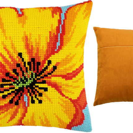 Cross Stitch Pillow Kit "Yellow Flower"