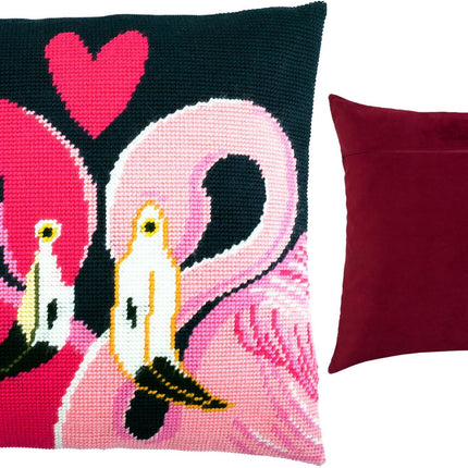 Needlepoint Pillow Kit "Two Flamingos"