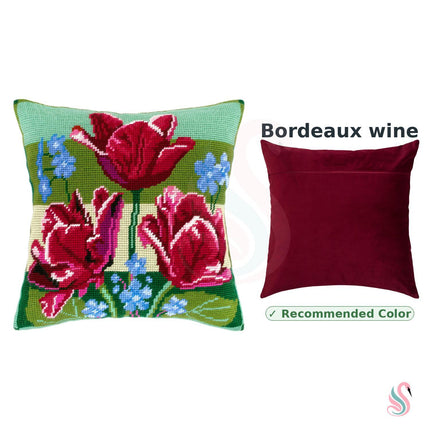 Needlepoint Pillow Kit "Tulips and Forget-Me-Nots"