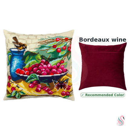 Needlepoint Pillow Kit "Sparrow and Cherries"