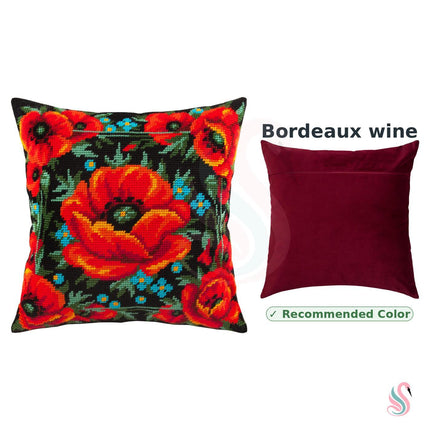 Needlepoint Pillow Kit "Meadow of Poppies"