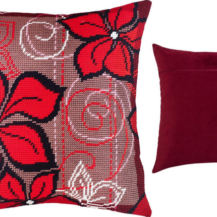 Needlepoint Pillow Kit "Red Flowers"