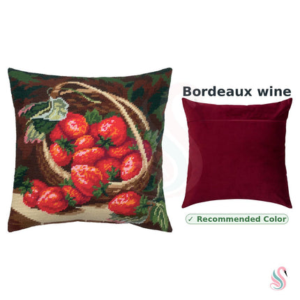 Needlepoint Pillow Kit "Strawberries in a Wicker Basket"