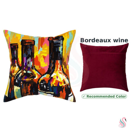 Needlepoint Pillow Kit "Still Life with Wine Bottles"