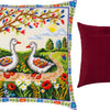 Needlepoint Pillow Kit "Geese Among the Flowers"
