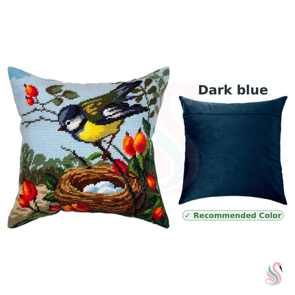 Needlepoint Pillow Kit "Tit at Her Nest"