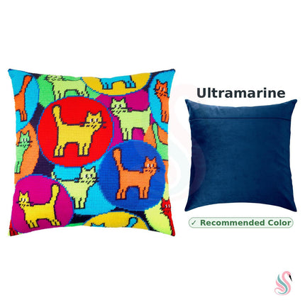 Needlepoint Pillow Kit "Kaleidoscope of Cats"