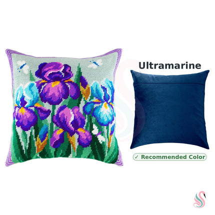 Needlepoint Pillow Kit "Blue Irises"