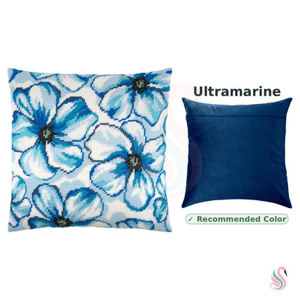 Needlepoint Pillow Kit "Blue Flowers"