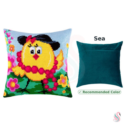 Cross Stitch Pillow Kit "Chick with a Necklace"