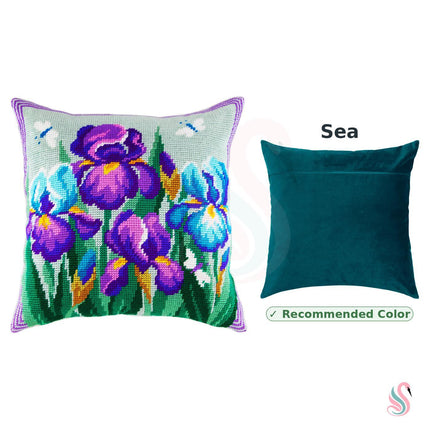 Needlepoint Pillow Kit "Blue Irises"