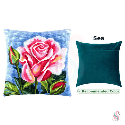 Cross Stitch Pillow Kit "Pink Rose"