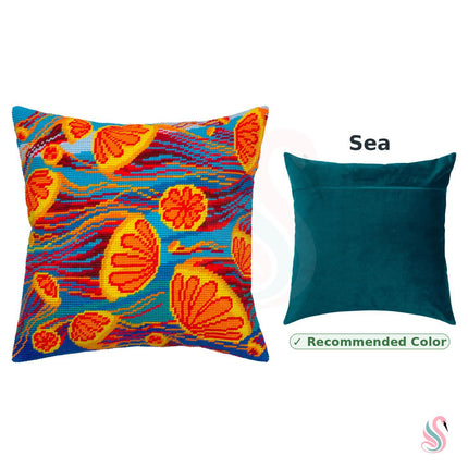 Needlepoint Pillow Kit "Jellyfish at Sunsetting"