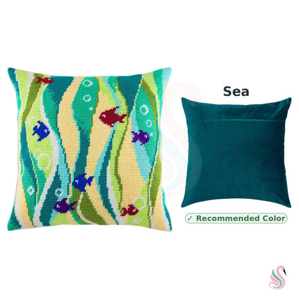 Needlepoint Pillow Kit "Fish in Seaweed"