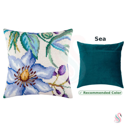 Cross Stitch Pillow Kit "Clematis"