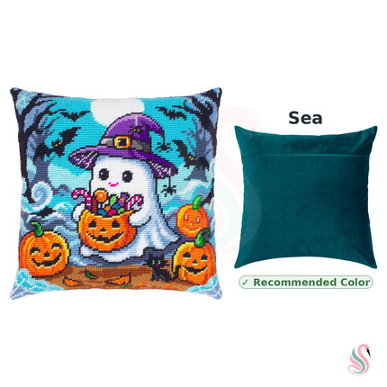 Needlepoint Pillow Kit "Ghost and treats"