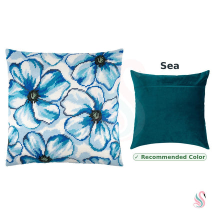 Needlepoint Pillow Kit "Blue Flowers"