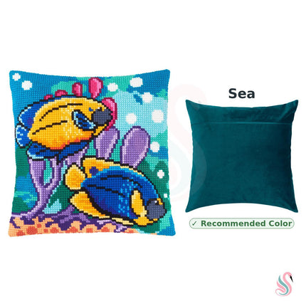 Cross Stitch Pillow Kit "Tropical Fish"