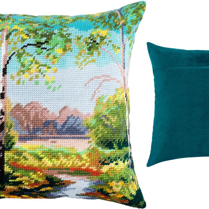 Needlepoint Pillow Kit "Birch Trees"